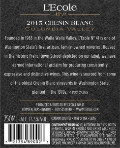 2015 Chenin Blanc Back label